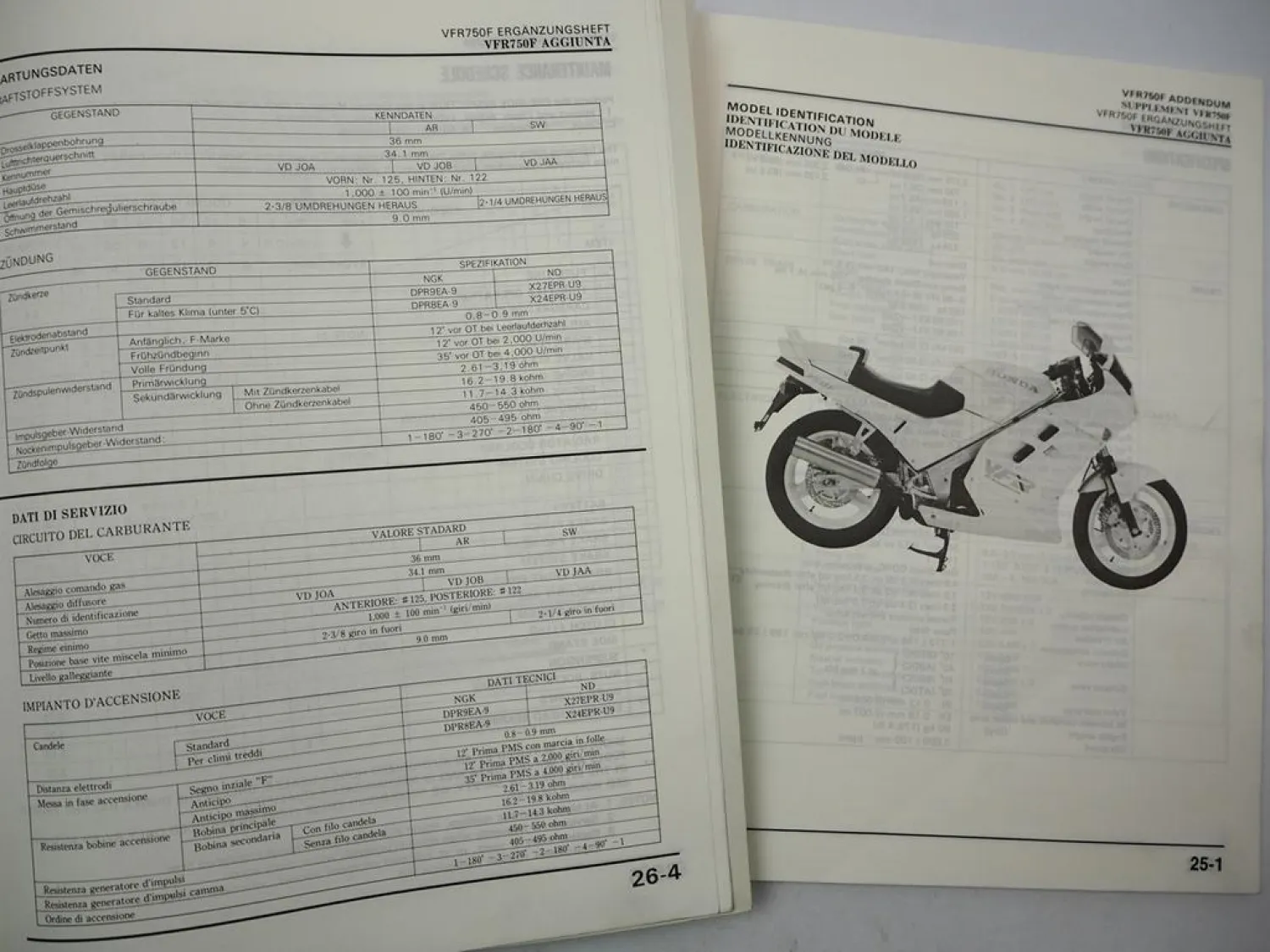 Honda VFR750F Werkstatthandbuch Original Nachtrag 1988 Reparaturanleitung