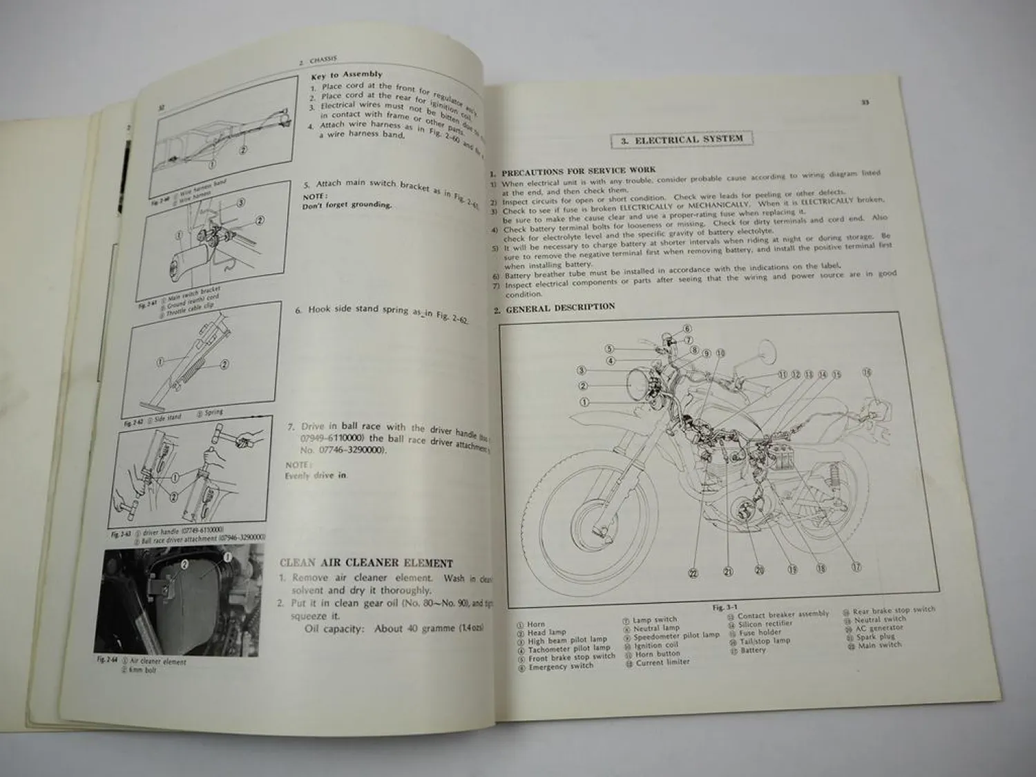 Honda XL250 and K1 K2 XL350 and K1 Repair Shop Manual Reparaturanleitung 1973