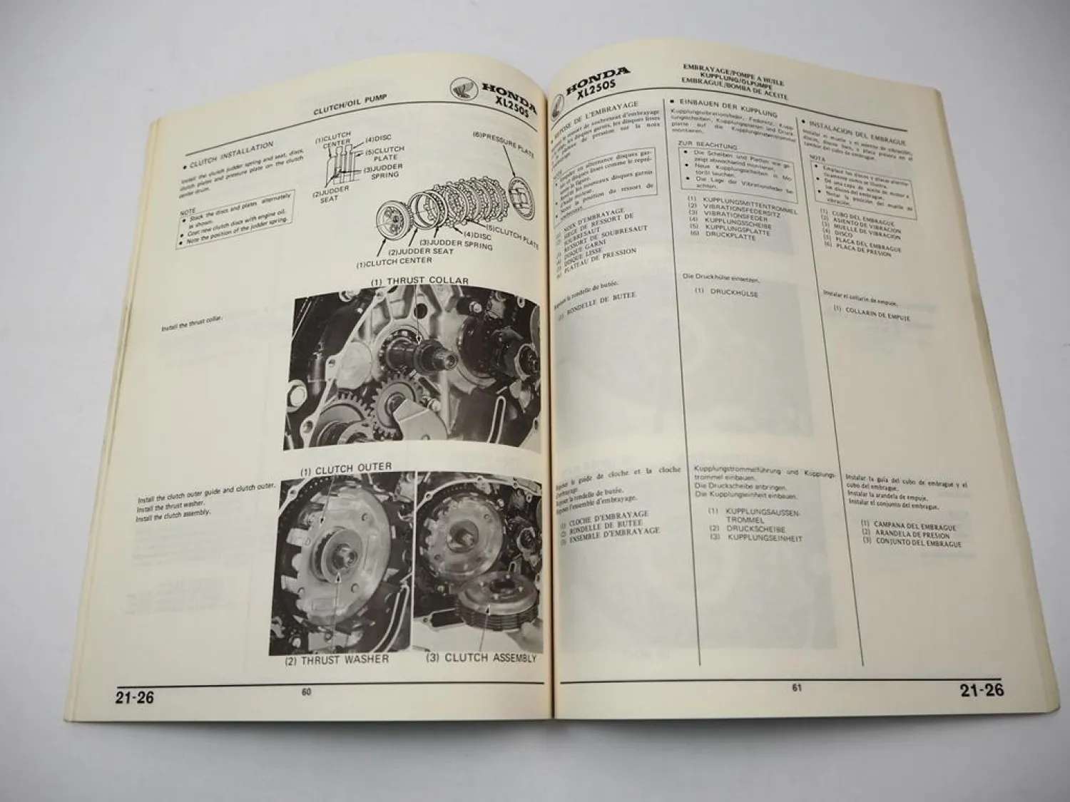 Honda XL250S Werkstatthandbuch Ergänzung 1981 Reparaturanleitung