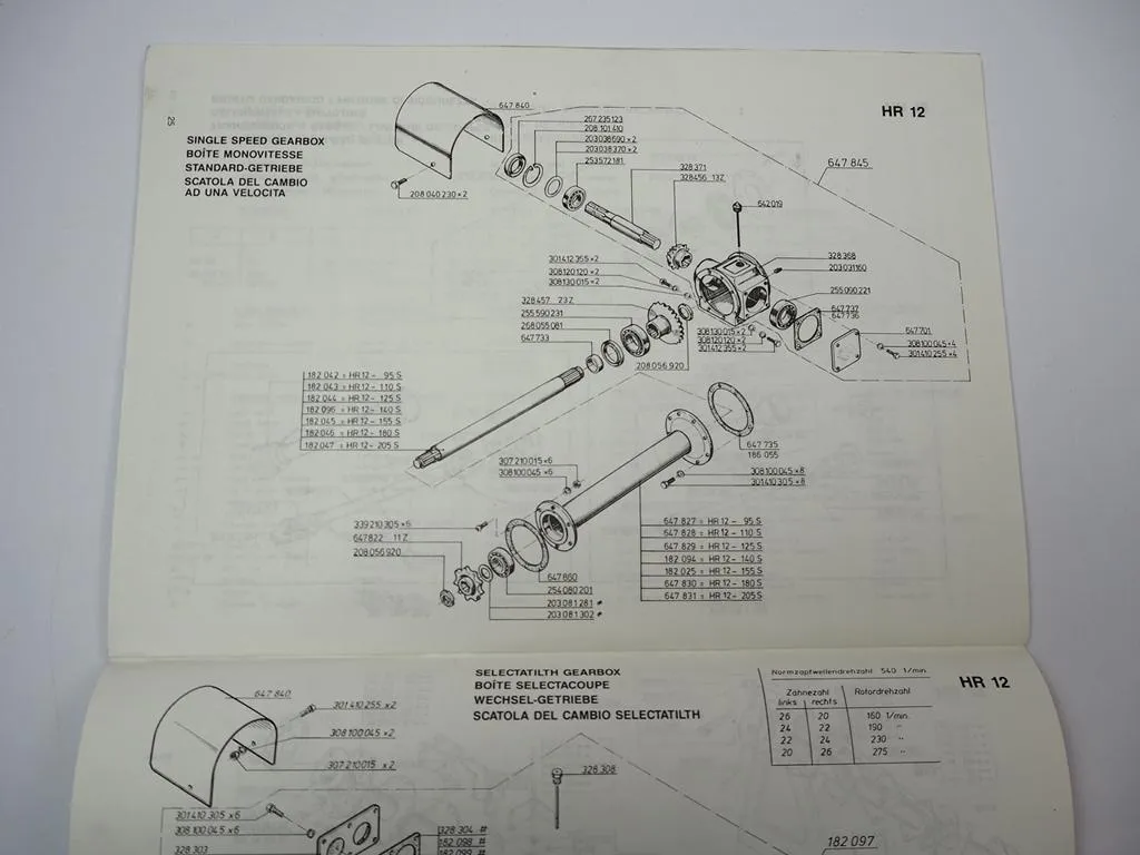 Howard HR12 Rotavator Betriebsanleitung Ersatzteilliste 1992