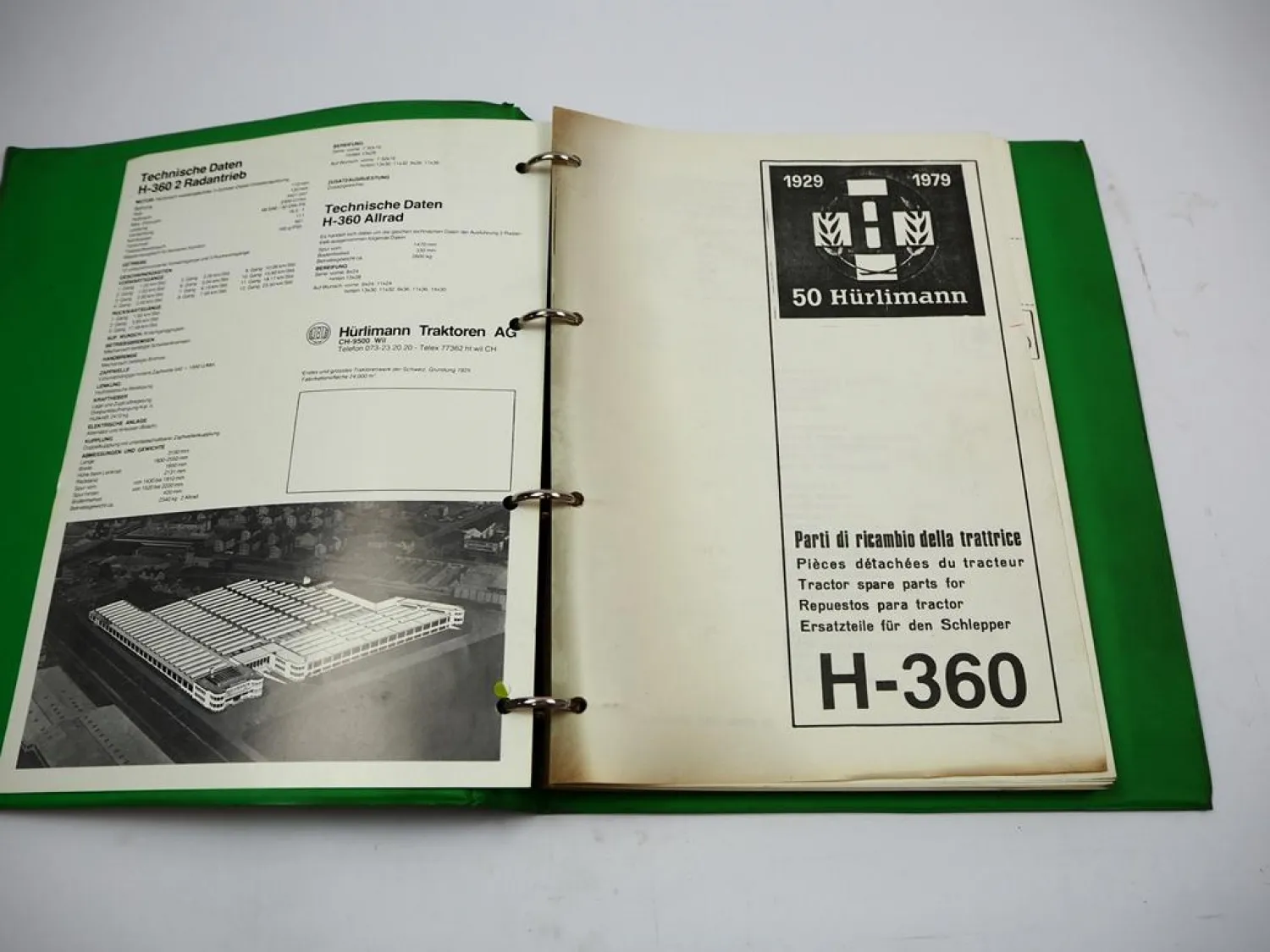 Hürlimann H-360 Schlepper ohne Kabine Ersatzteilliste Parti di ricambio ca. 1979