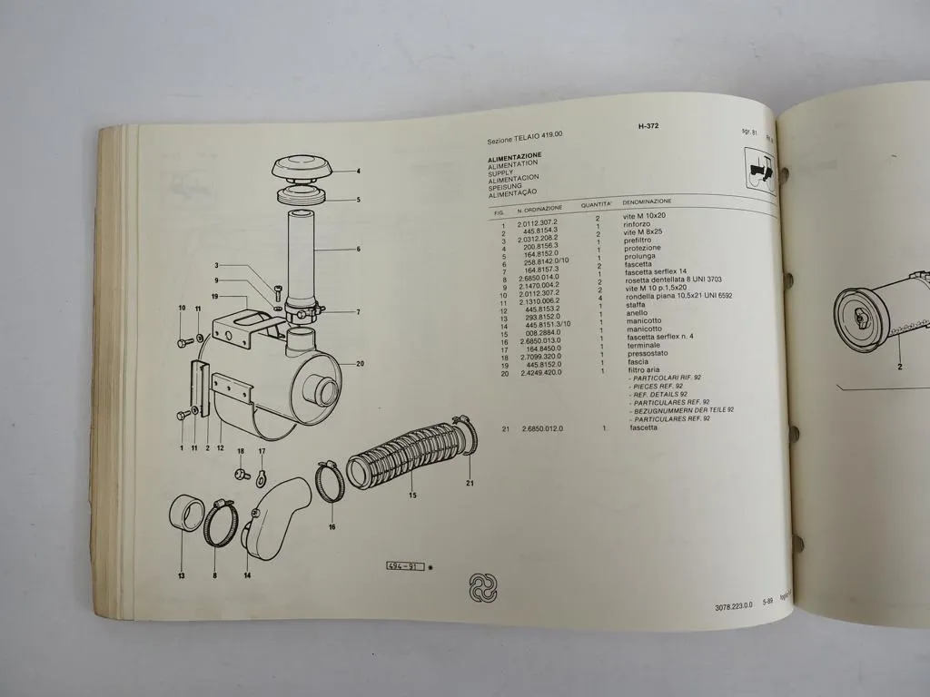 Hürlimann H 372 Traktor Ersatzteilliste Catalogo Ricambi 1989