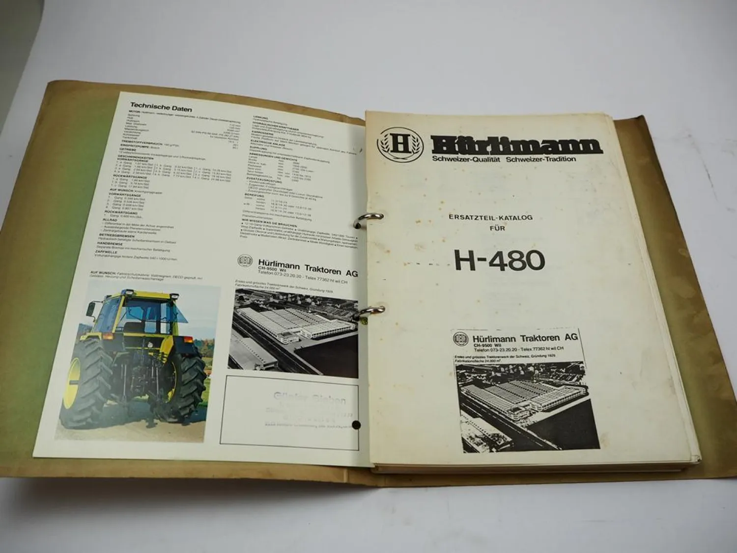 Hürlimann H-480 Schlepper Ersatzteilliste Parti di ricambio ca. 1979