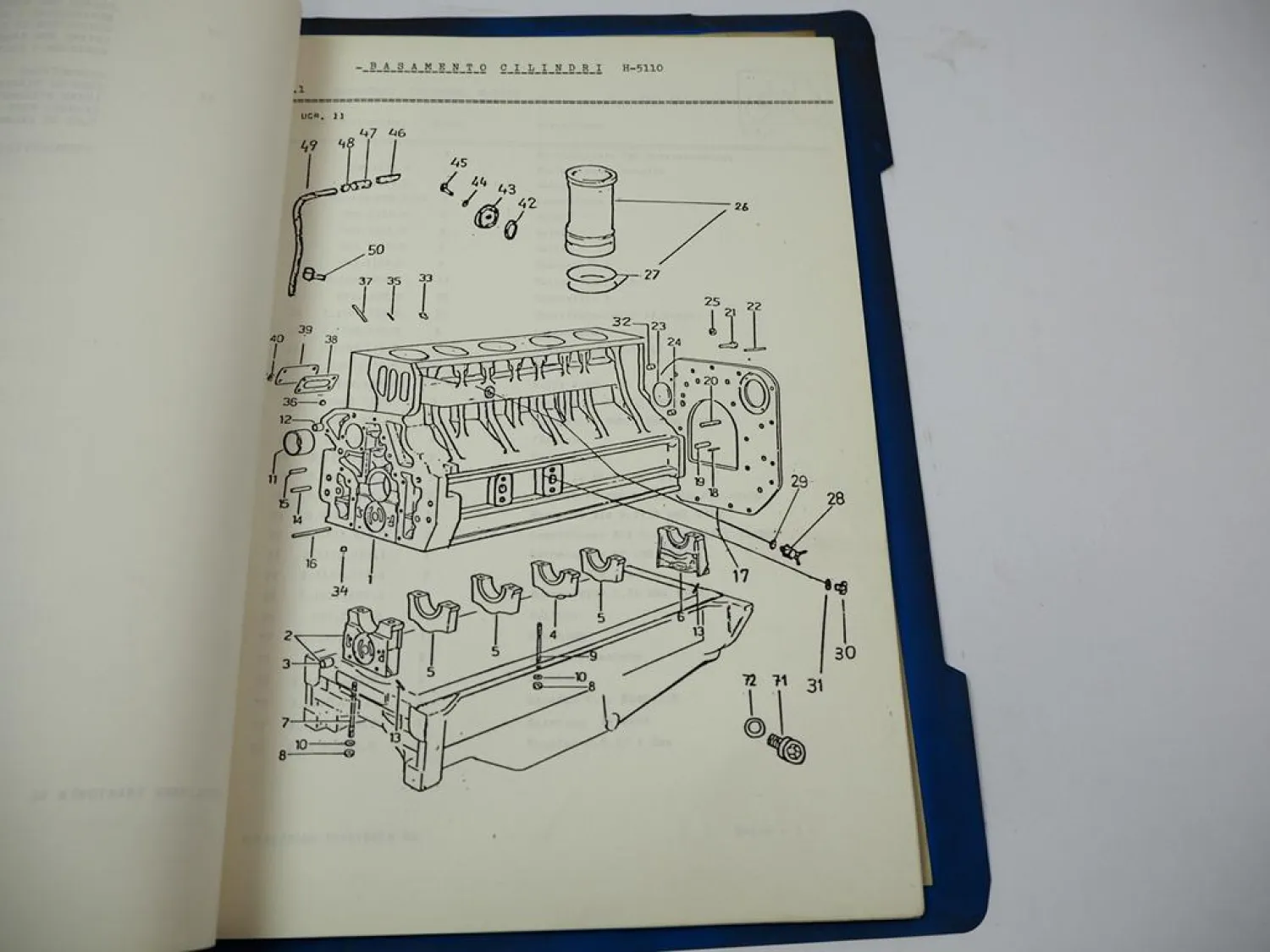 Hürlimann Motor für H-5110 Schlepper Ersatzteilliste Parti di ricambio ca. 1979