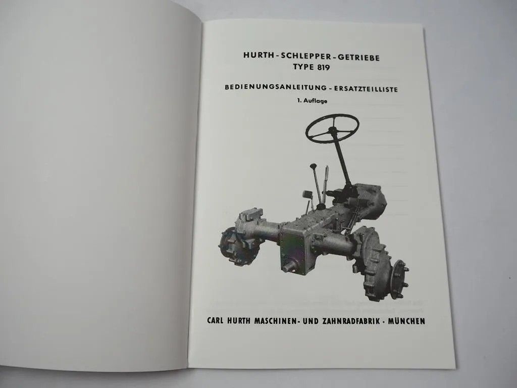 Hurth 819 Schlepper Getriebe Bedienungsanleitung Ersatzteilliste