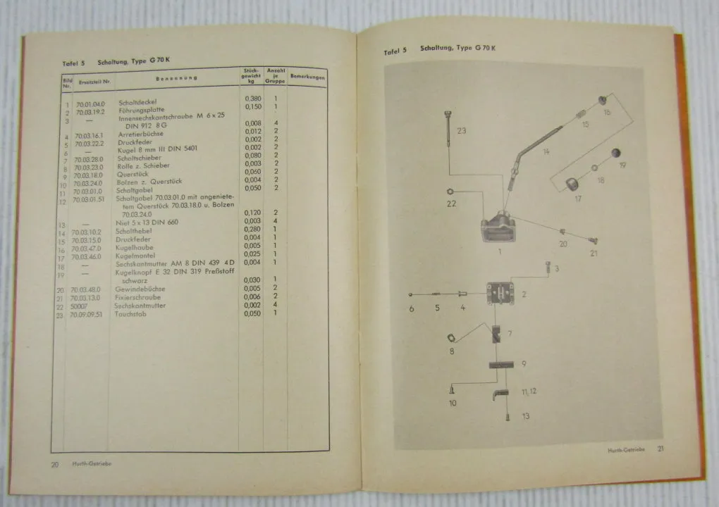 Hurth G70 S K L1 Getriebe Betriebsanleitung Bedienungsanleitung Ersatzteilliste