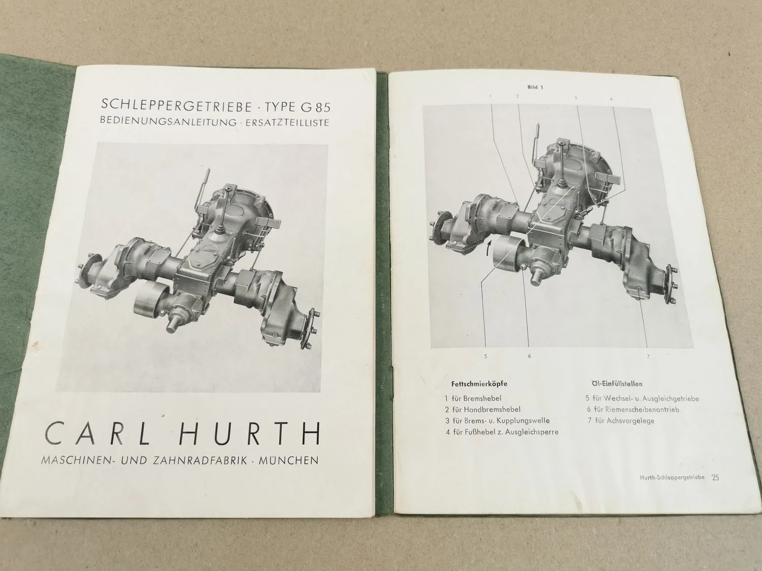 Hurth G85 Getriebe Betriebsanleitung Ersatzteilliste 1954 Eicher Schlüter