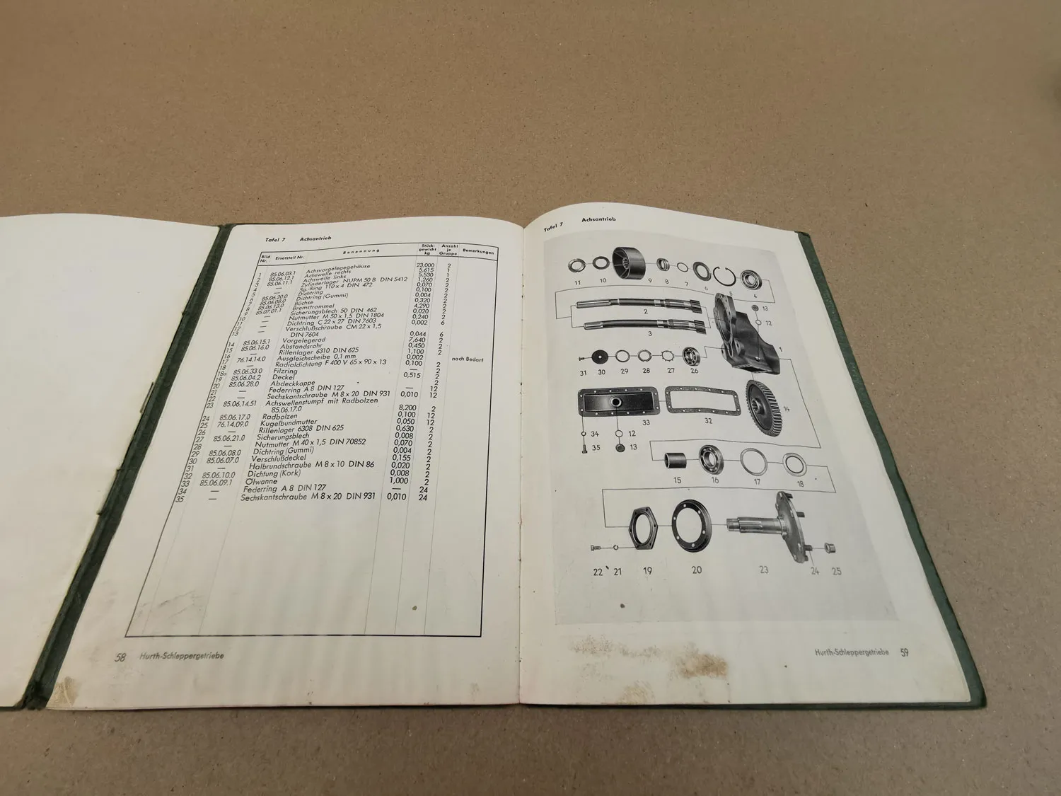 Hurth G85 Getriebe Betriebsanleitung Ersatzteilliste 1954 Eicher Schlüter