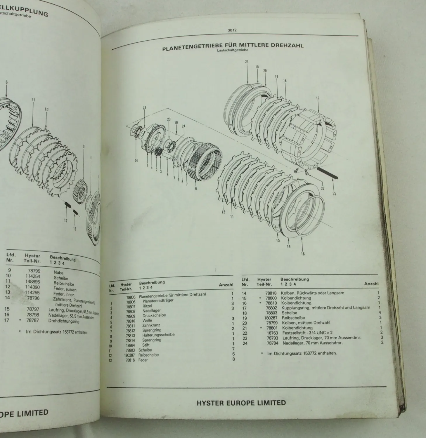 Hyster Challenger H150H - H275H P150B - P200B Ersatzteilliste Ersatzteilkatalog