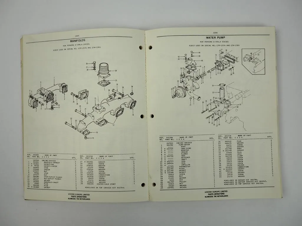 Hyster Challenger H150H - H275H P150B - P200B Parts Manual Ersatzteilliste 1979