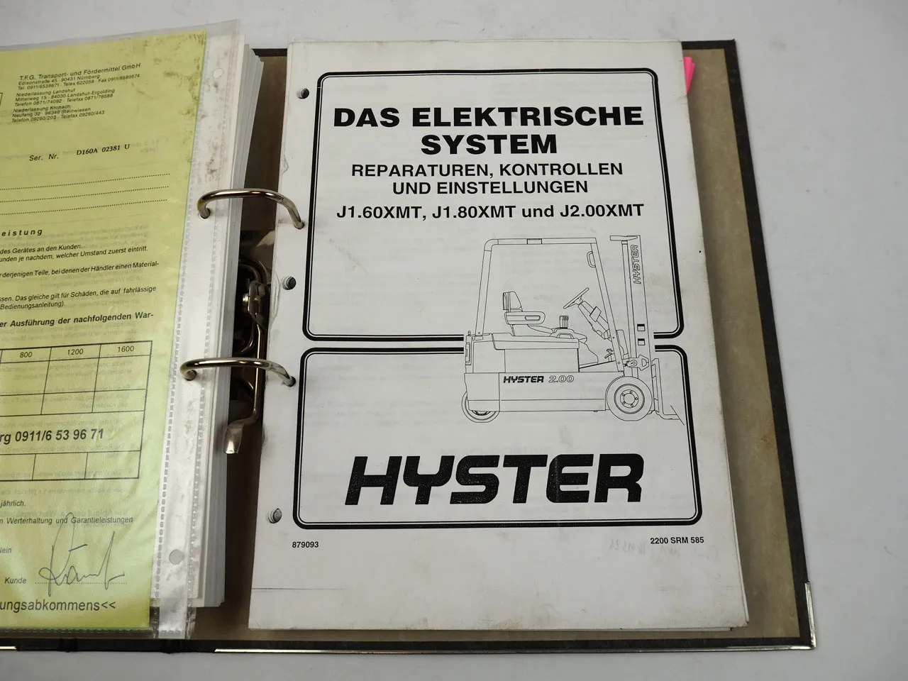 Hyster J 1.60 1.80 2.00 XMT Sitdrive D160 Betriebsanleitung Ersatzteilliste 1995