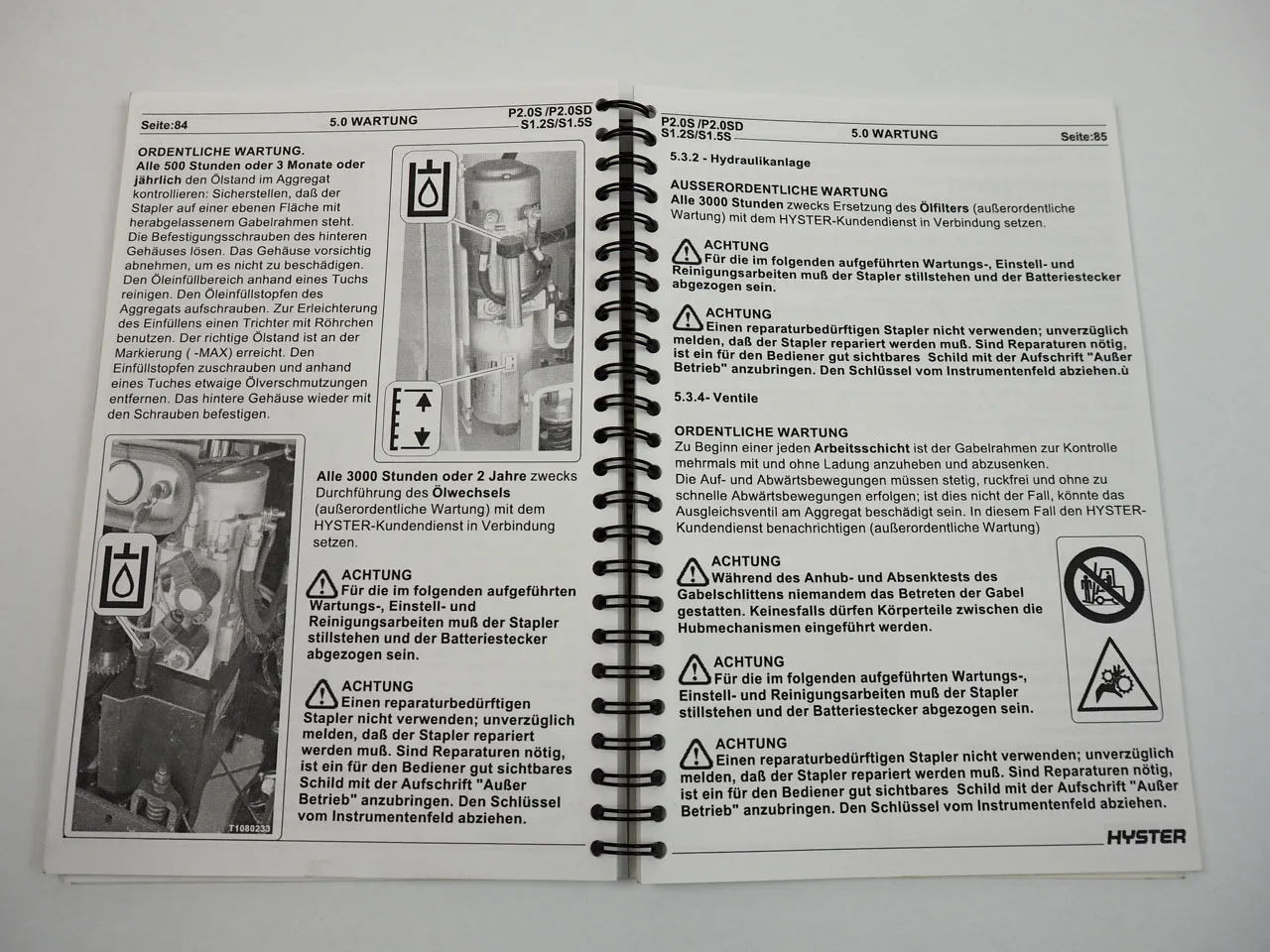 Hyster P2.0S P2.0SD S1.2S S1.5S Stapler Bedienungsanleitung Wartung 2004