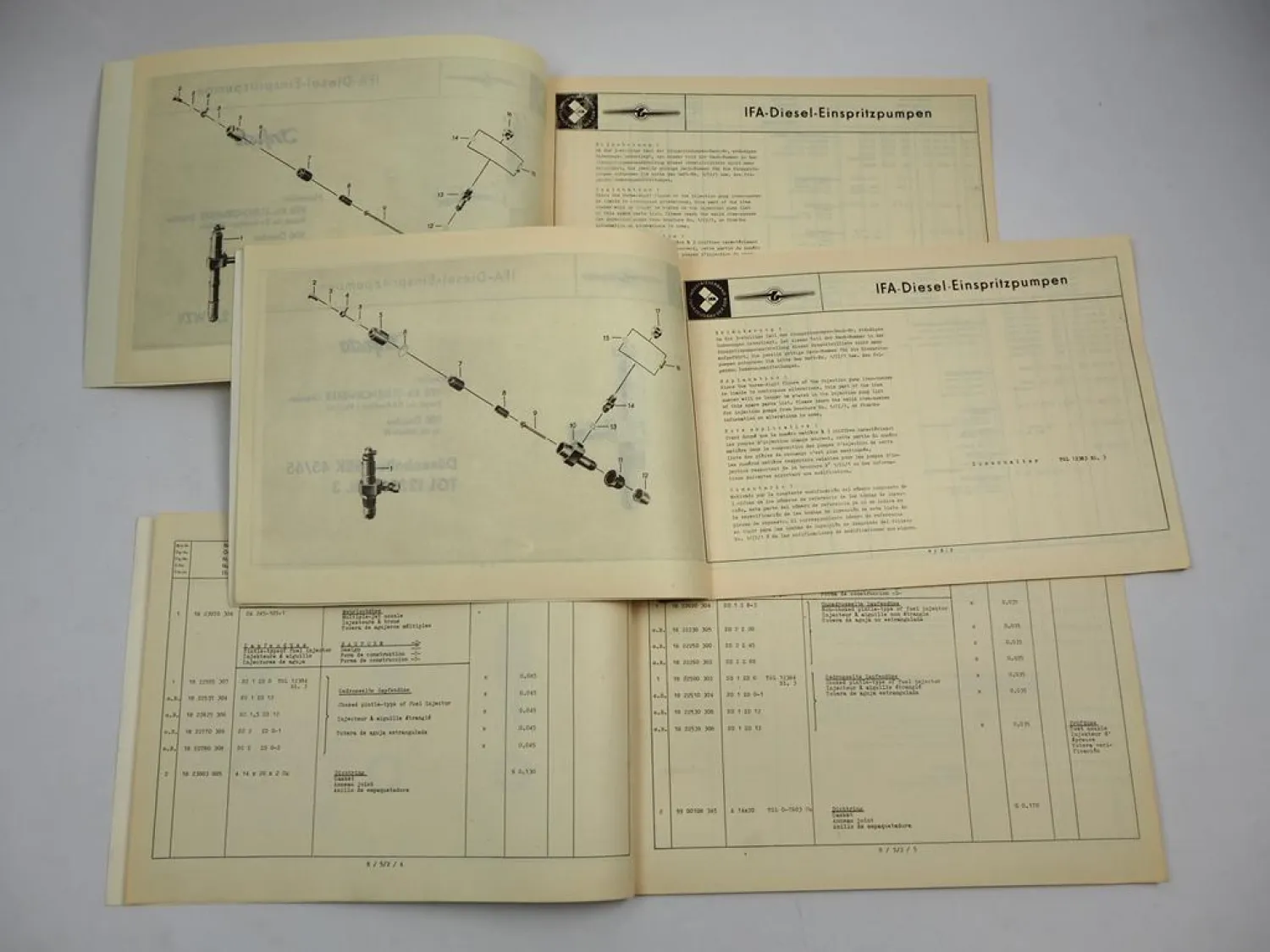 IFA Diesel Motor Einspritzanlage SBK SCK SCN Einspritzdüsen 3x Ersatzteilliste