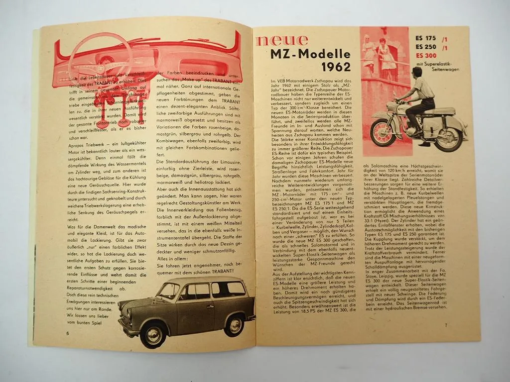 IFA Mobil Report MZ Robur Barkas Trabant S4000 Wartburg 312 Simson SR2 1962