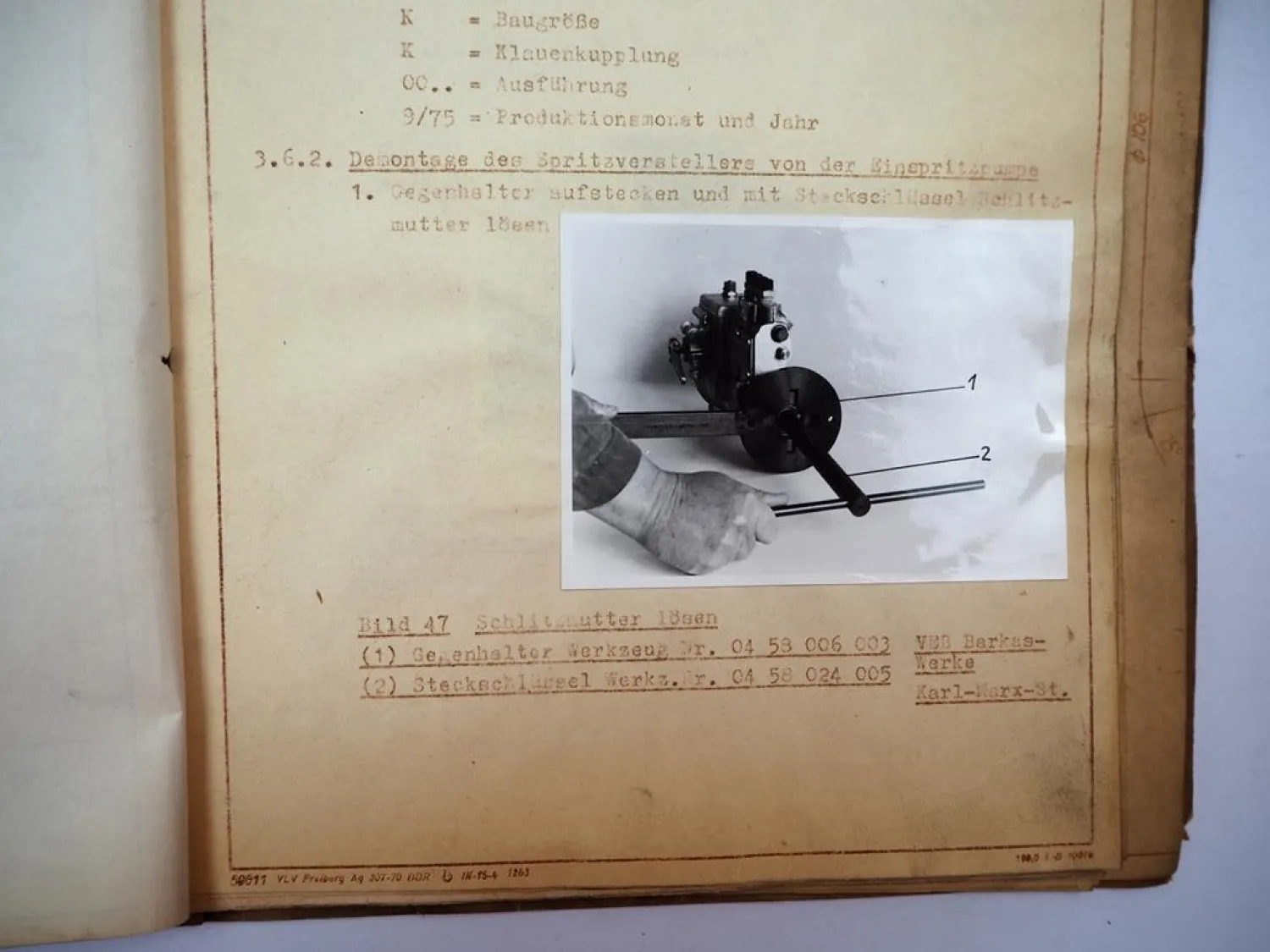 IFA Motoren Barkas Robur Einspritzpumpe Spritzversteller Ersatzteilliste Daten