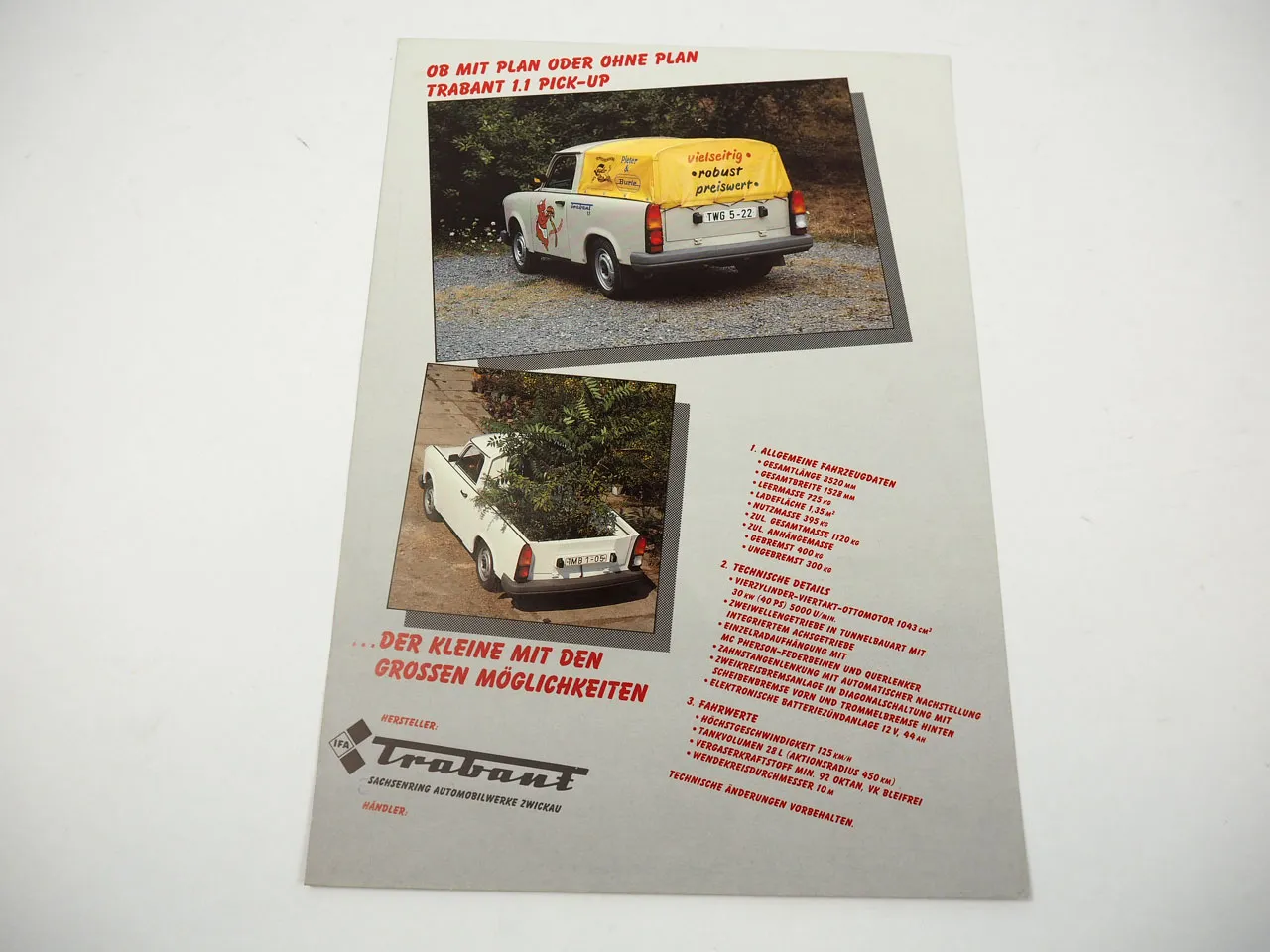 IFA Trabant 1.1 Pick up vielseitig beladbar Prospekt Original