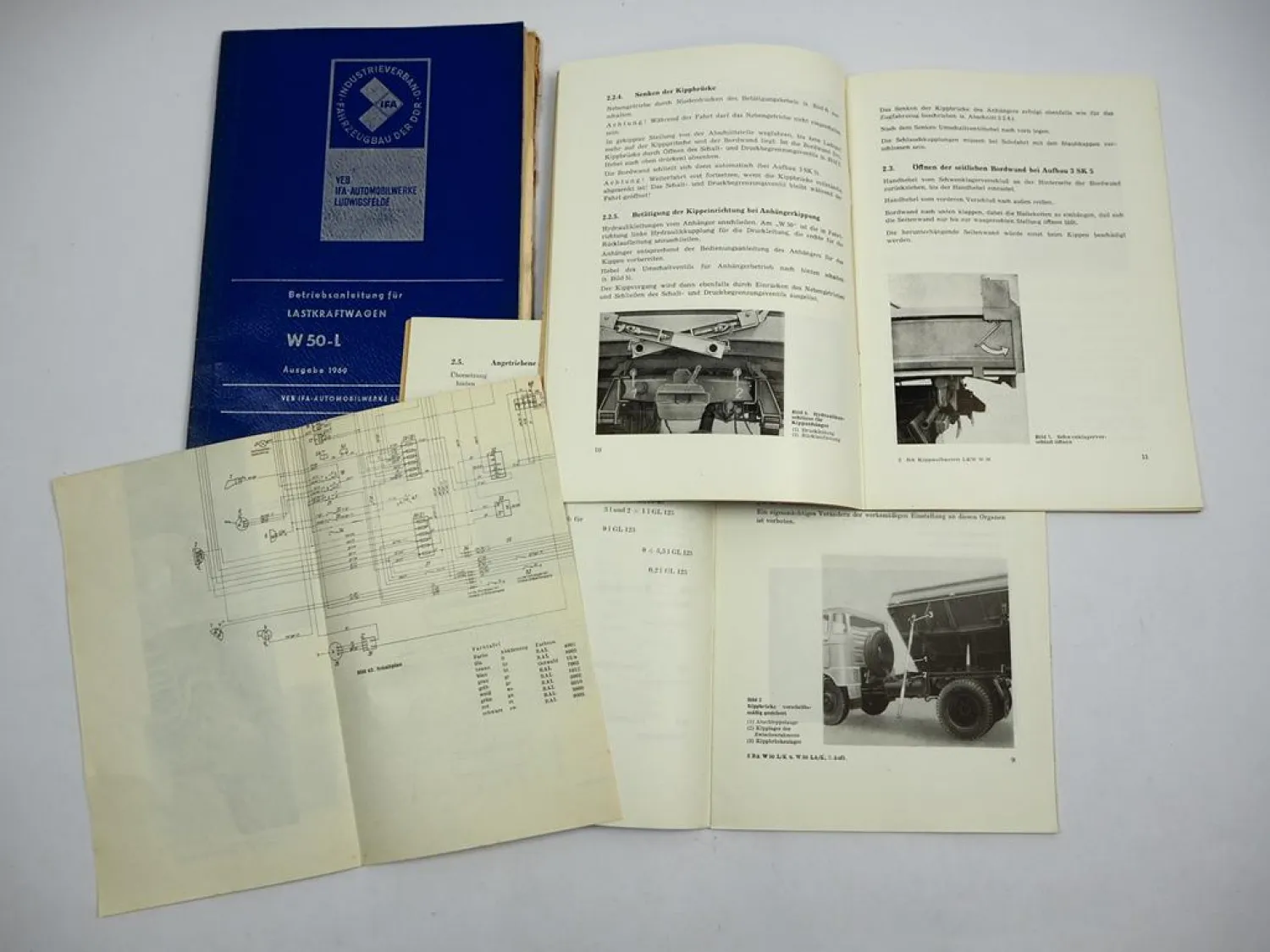 IFA W50 L L/K LA/K LA/Z Lastkraftwagen Kipper Betriebsanleitung Wartung 1969/74