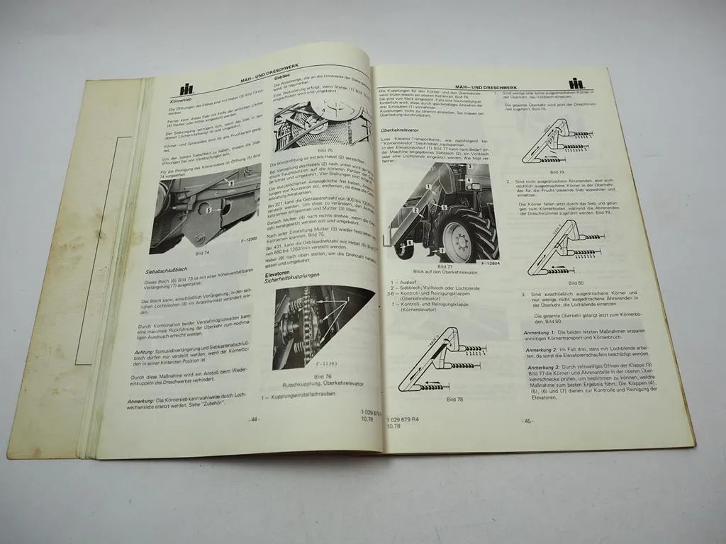 IHC 321 431 Mähdrescher Betriebsanleitung Bedienungsanleitung 1978