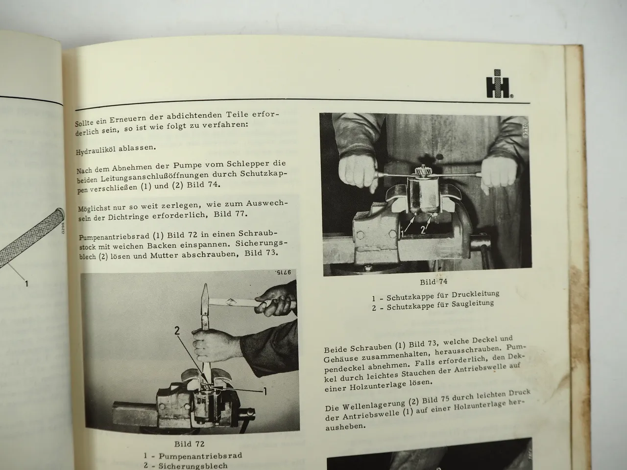 IHC 323 353 423 Regelhydraulik Werkstatthandbuch 1967 Reparaturanleitung