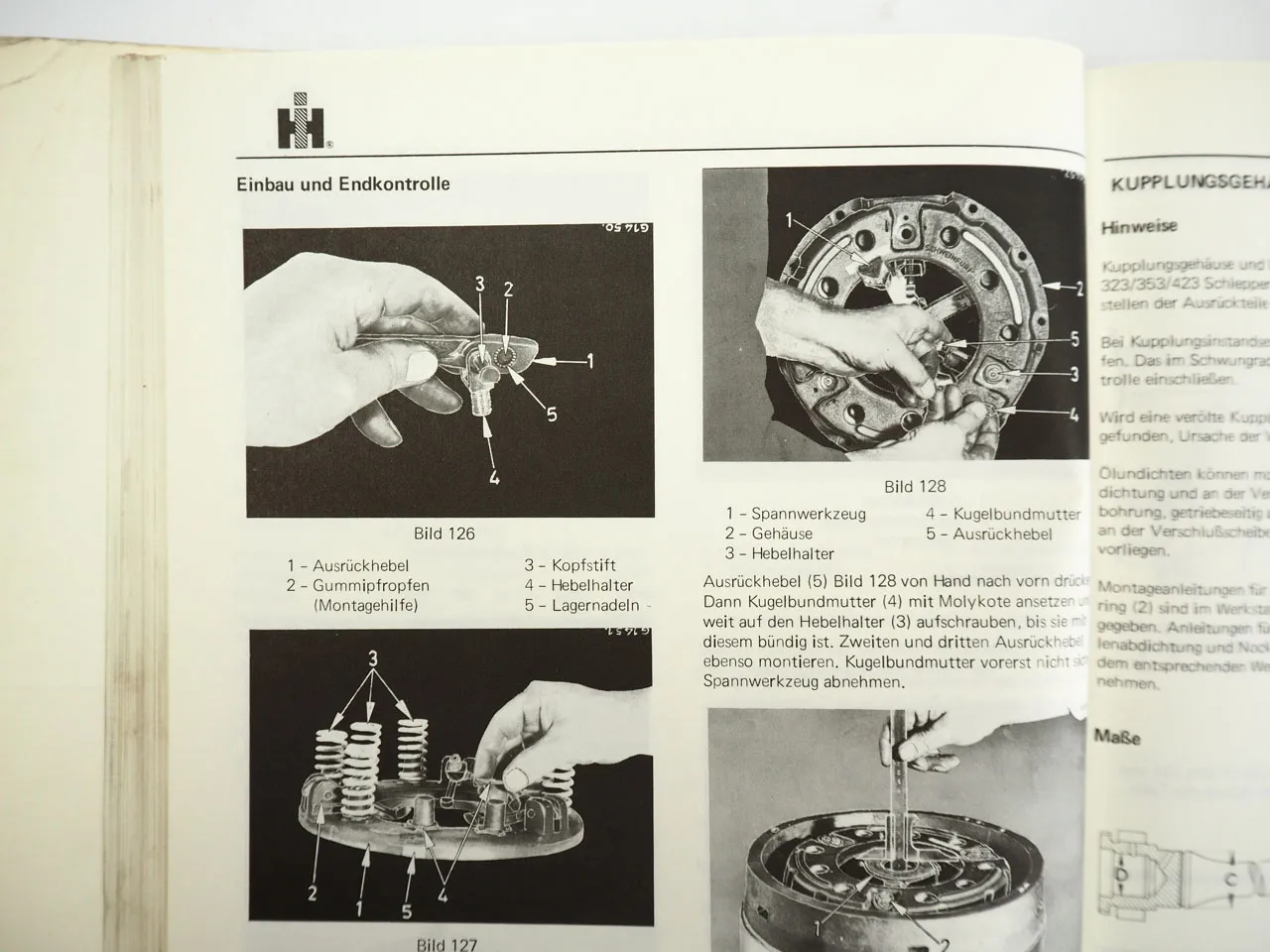 IHC 323 353 423 und V Weinberg Werkstatthandbuch Fahrgestell Regelhydraulik 1970