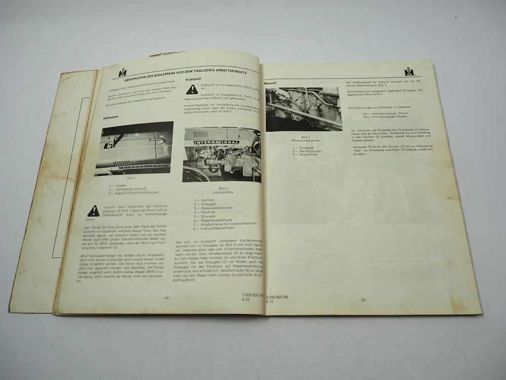 IHC 383 423 453 Traktor Schlepper Betriebsanleitung Bedienungsanleitung 1972