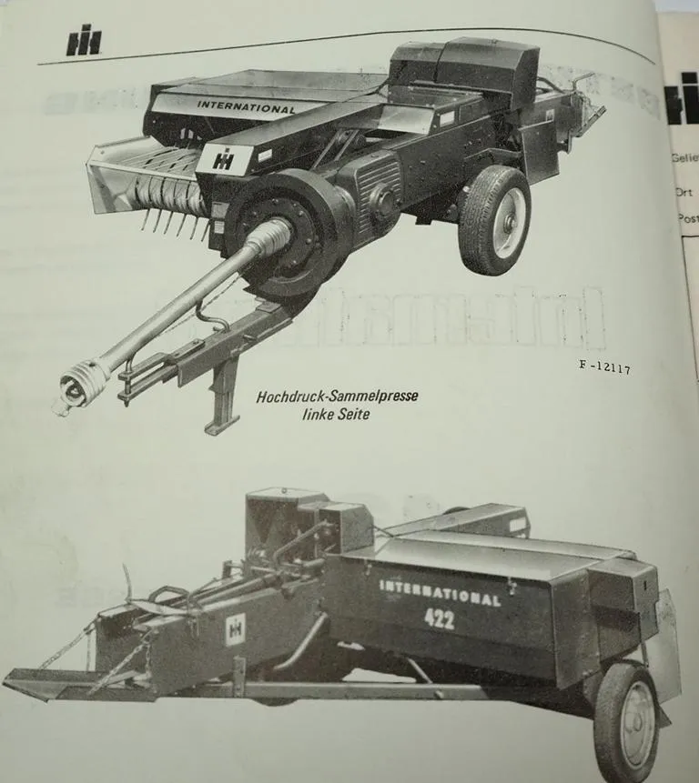 IHC 422 Hochdruck Sammelpresse Pick-Up Ballenpresse Betriebsanleitung 1977
