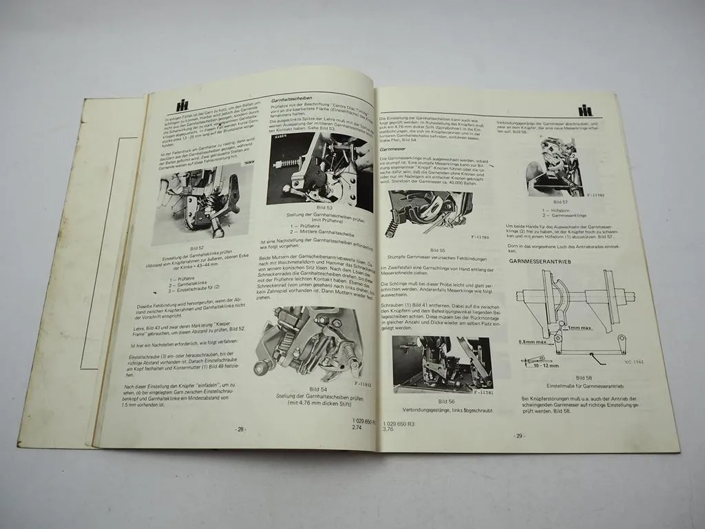 IHC 422 Hochdruck Sammelpresse Pick-Up Ballenpresse Betriebsanleitung 1977