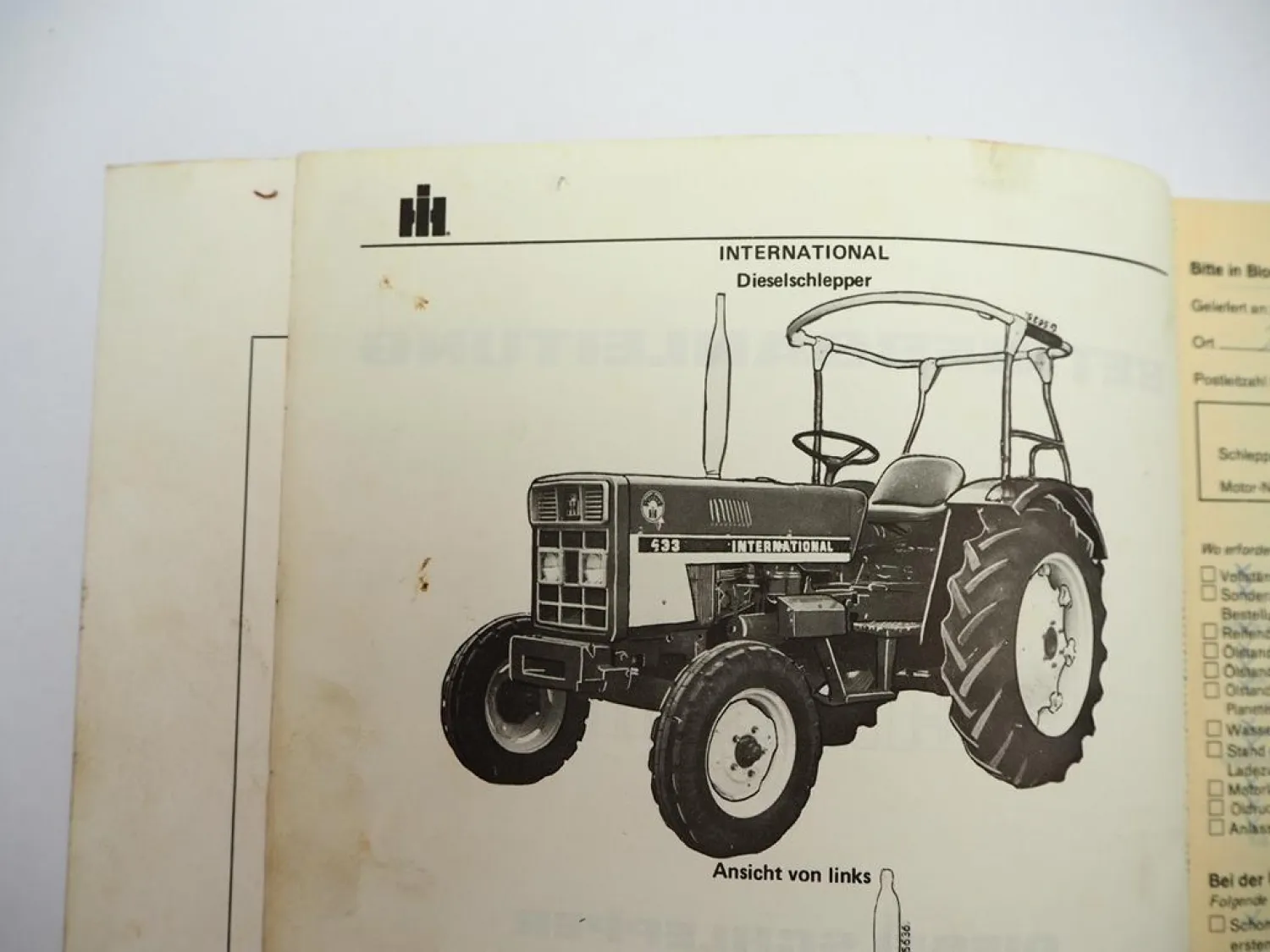 IHC 433 533 633 Schlepper Betriebsanleitung Wartung Pflege 1975