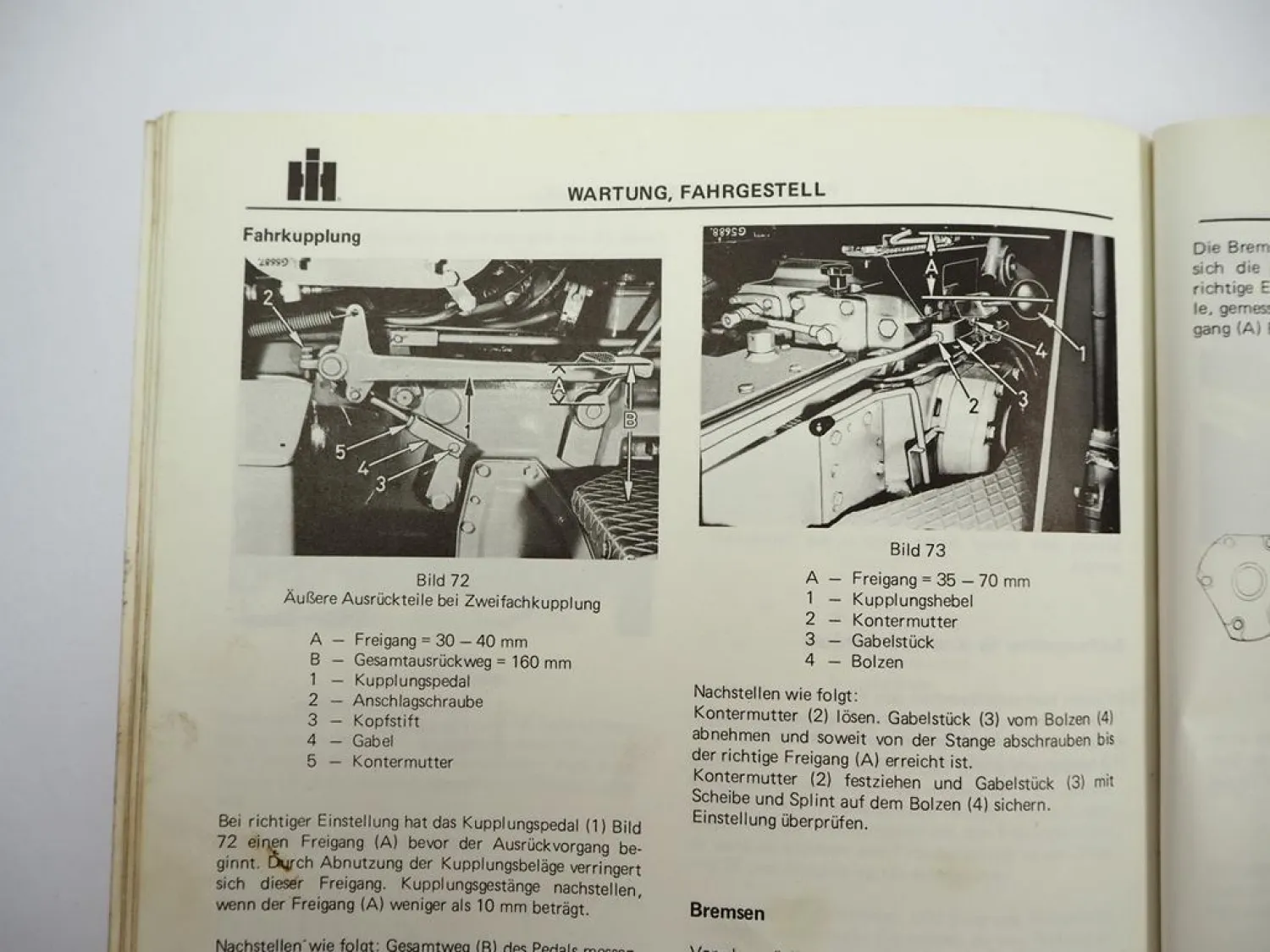IHC 433 533 633 Schlepper Betriebsanleitung Wartung Pflege 1975