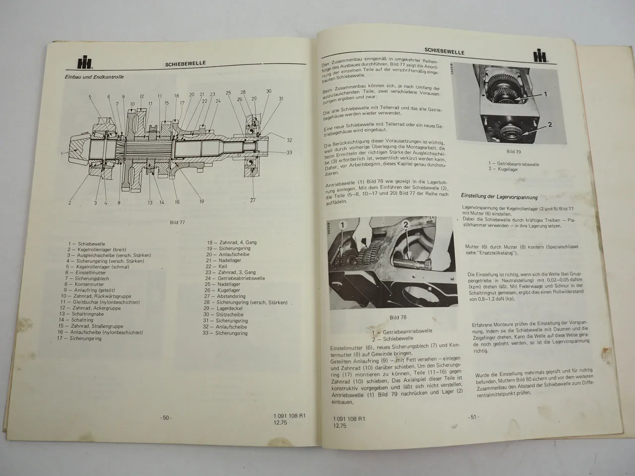 IHC 433 533 633 V + E Schlepper Werkstatthandbuch Getriebe Regelhydraulik 1975