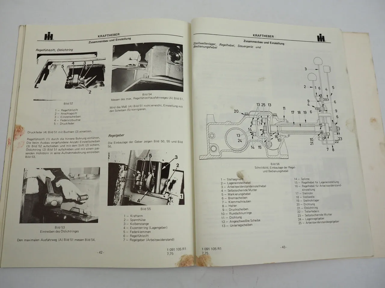 IHC 433 533 633 V + E Schlepper Werkstatthandbuch Getriebe Regelhydraulik 1975