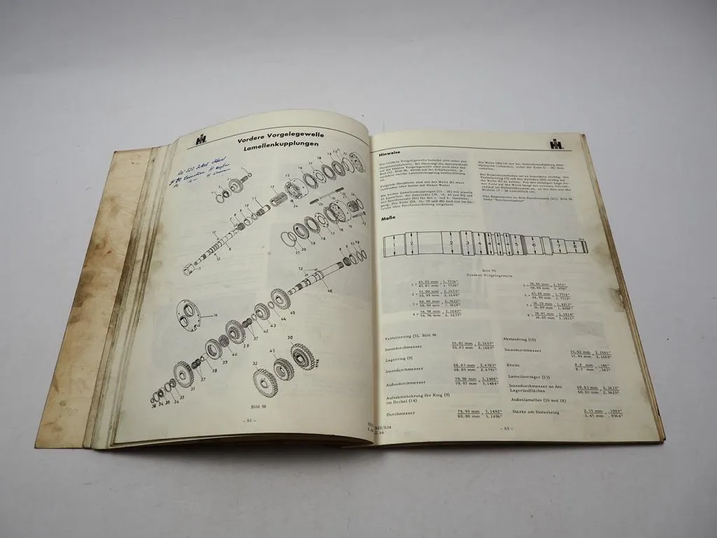 IHC 523 IHC 624 Werkstatthandbuch Getriebe 1966 Reparaturanleitung