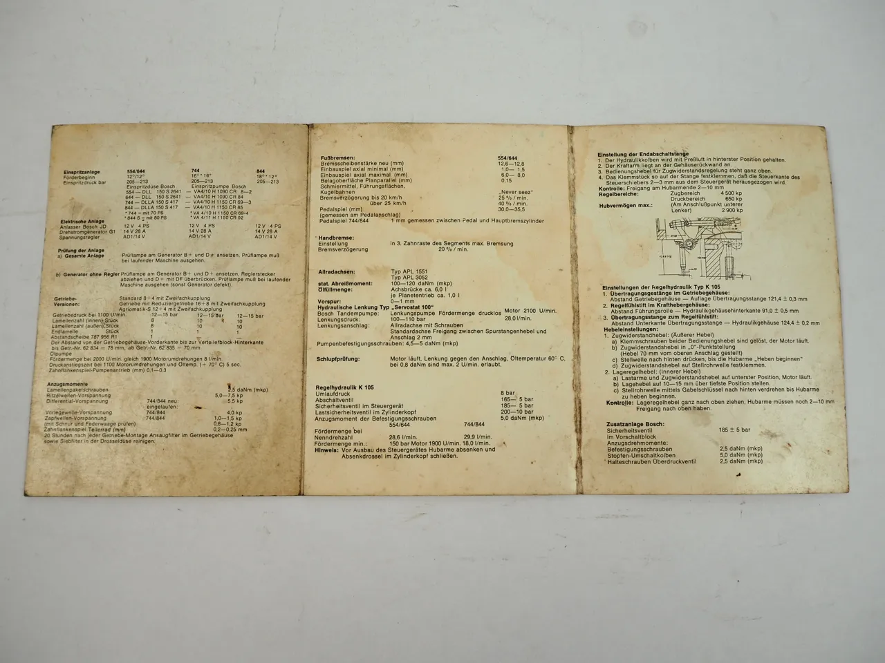 IHC 554 644 744 844 844S Technische Daten Ackerschlepper Mc Cormick 1976