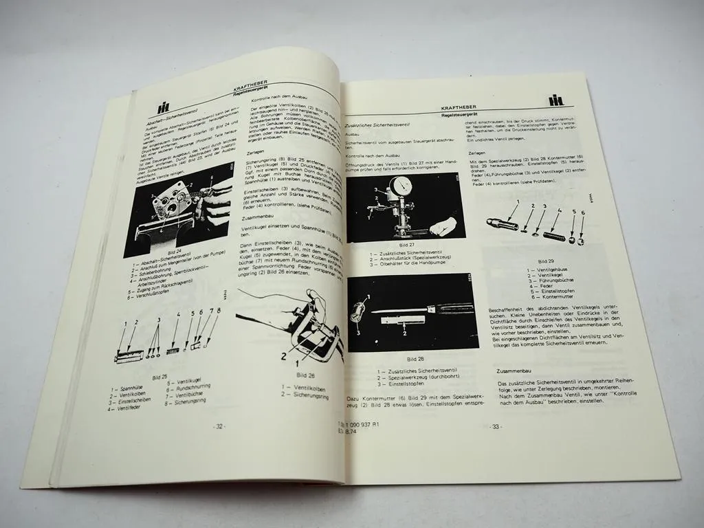 IHC 554 644 744 844 Regelhydraulik Werkstatthandbuch Reparaturhandbuch 1974