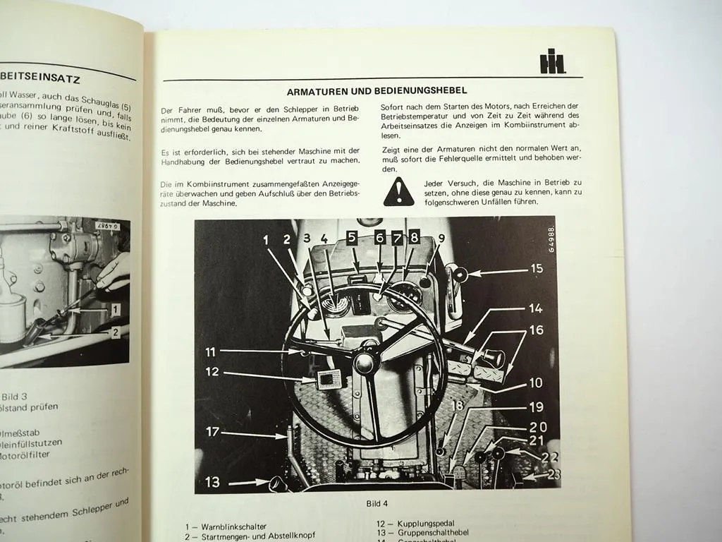IHC 554 644 744 844 Schlepper Betriebsanleitung Bedienung Wartung 1974