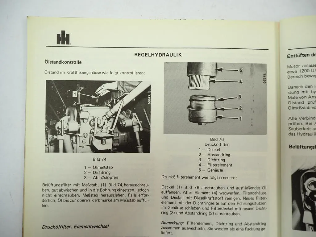 IHC 554 644 744 844 Schlepper Betriebsanleitung Bedienung Wartung 1974