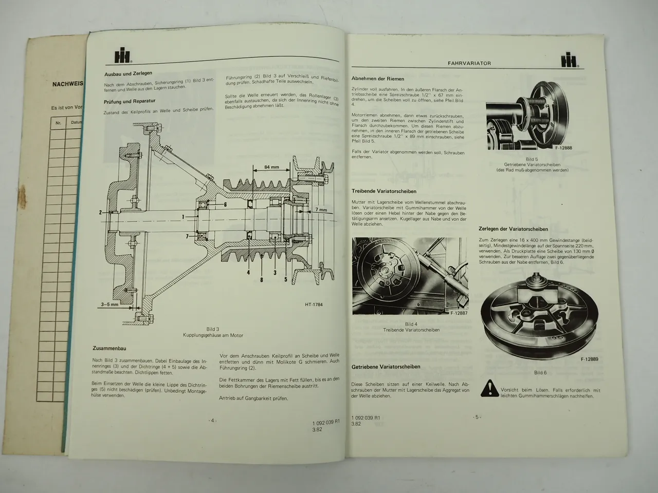 IHC 953 Mähdrescher Getriebe Werkstatthandbuch Reparturanleitung 1982