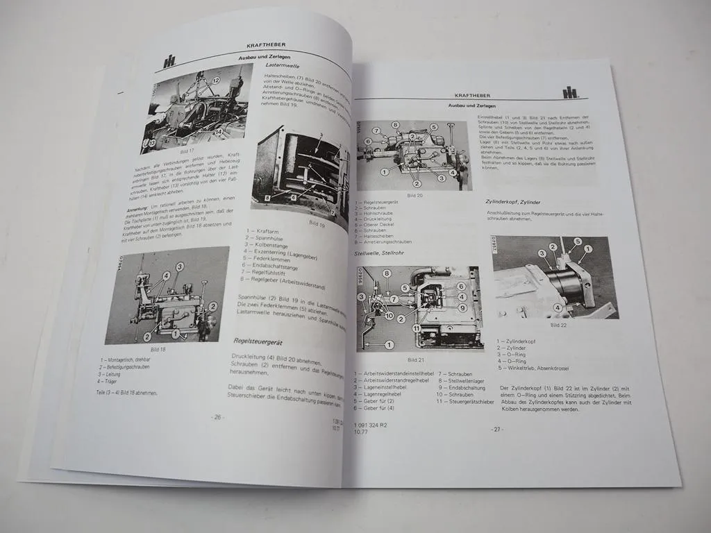 IHC 955 1055 Werkstatthandbuch Regelhydraulik 1977 Reparaturanleitung