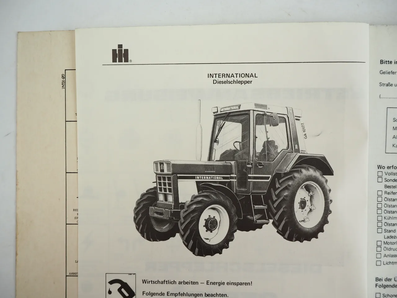 IHC 955XL 1055XL Schlepper Betriebsanleitung 1981 + Richtzeitenliste 1978