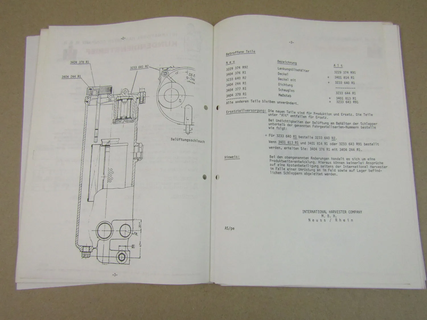 IHC Case Traktoren 1255 1455 433-844 743 Motoren Kundendienst Briefe Sammlung