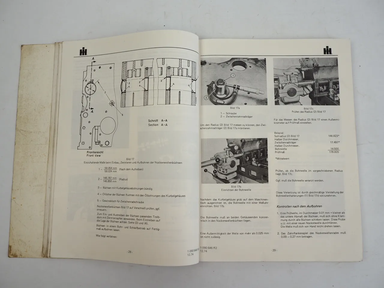 IHC DT-358 Motor für Schlepper IHC 955 1055 H65 530A 1246 Werkstatthandbuch 1974