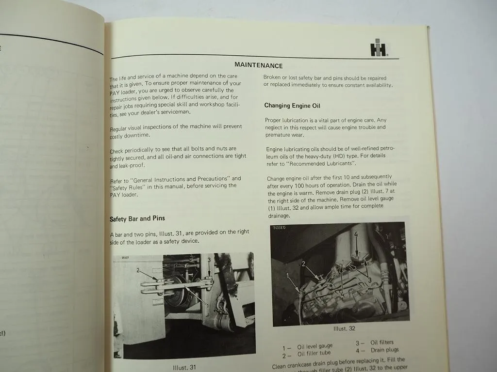 IHC H-90E PayLoader Operators Manual Maintenance 1971