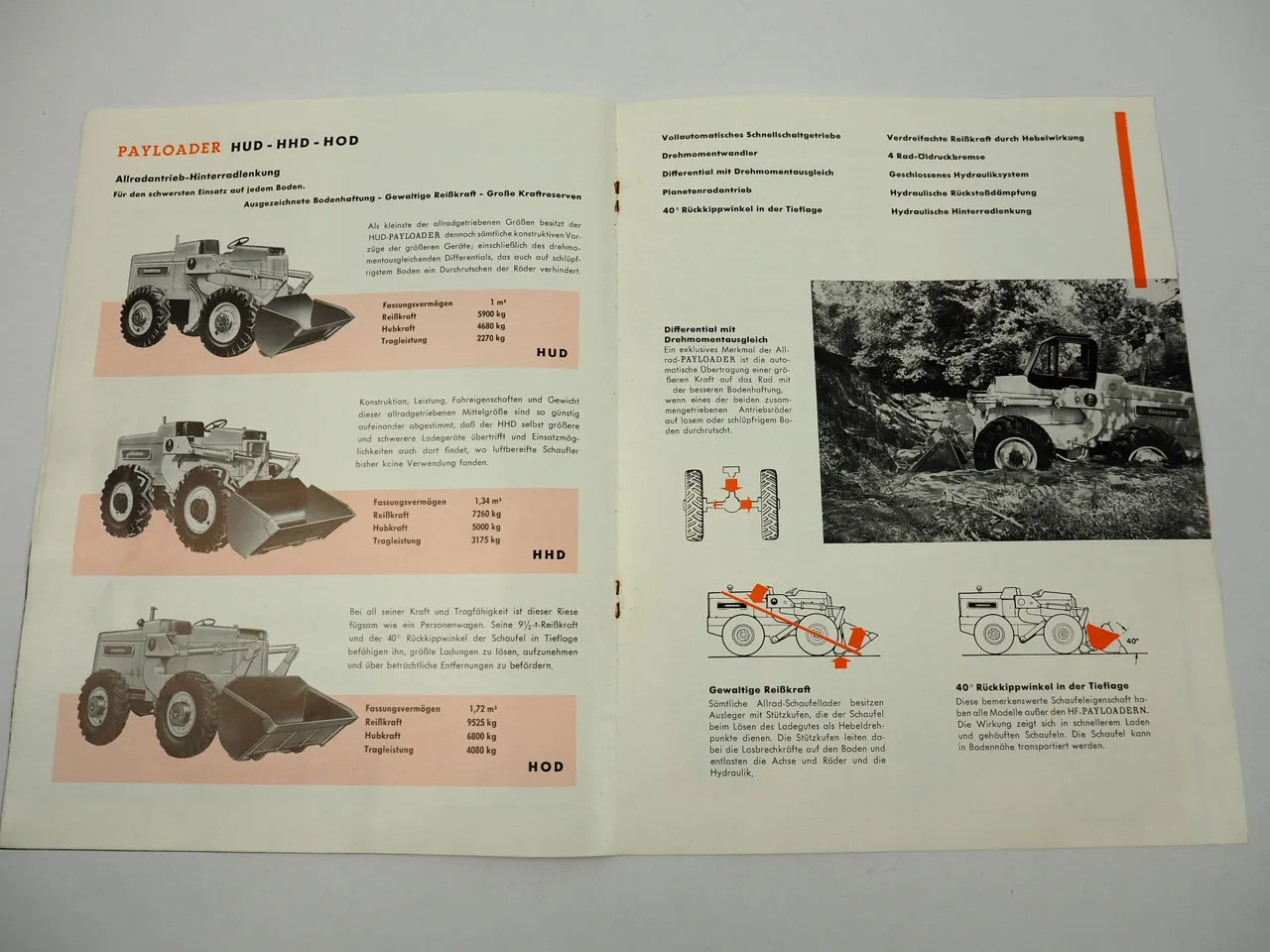 IHC HA HF HU HH HO Payloader Schaufellader Prospekt ca. 1959