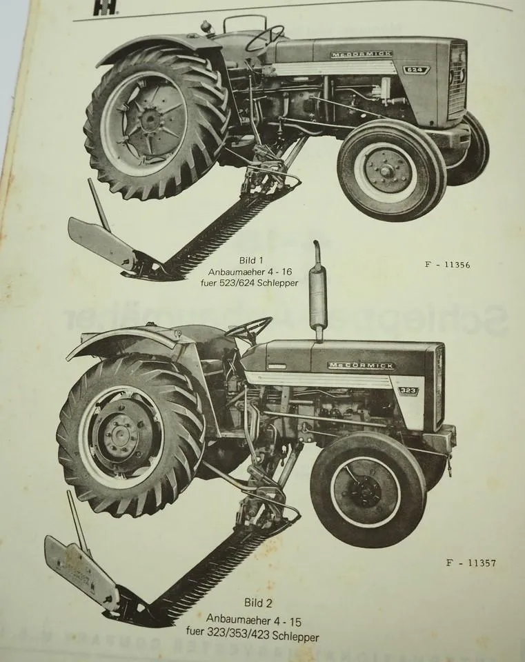 IHC Mc Cormick 323 bis 624 für Mähwerk 4-15 und 4-16 Betriebsanleitung 1970