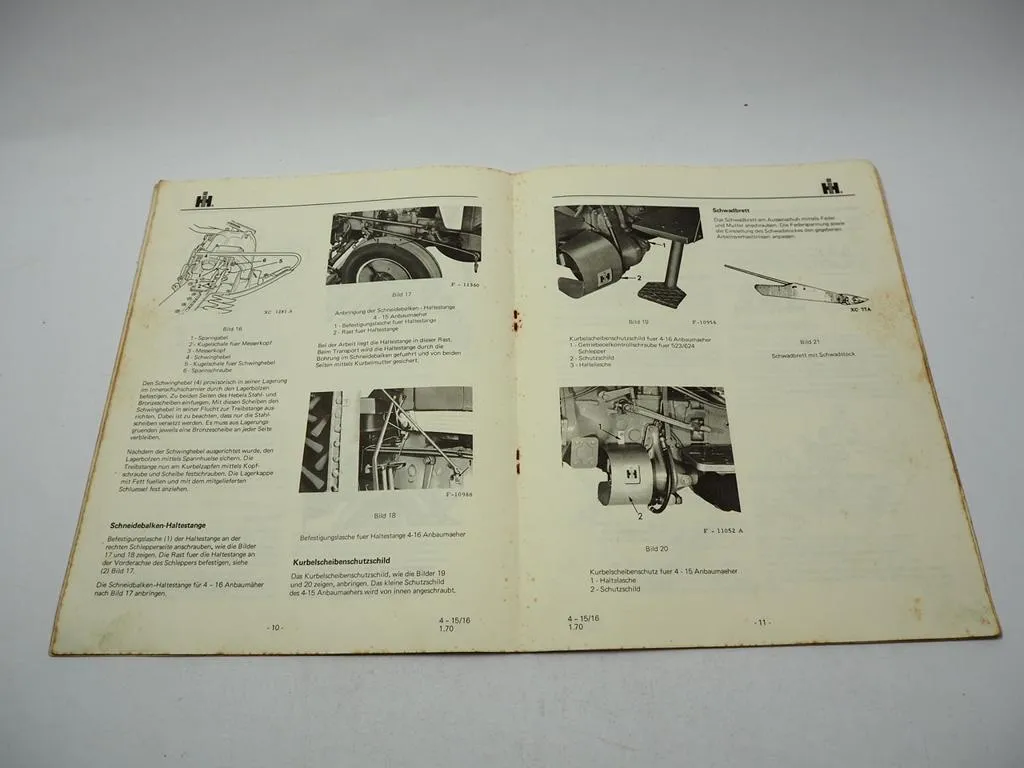IHC Mc Cormick 323 bis 624 für Mähwerk 4-15 und 4-16 Betriebsanleitung 1970