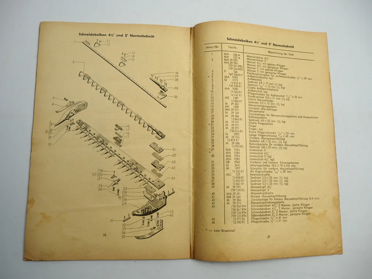 IHC Mc Cormick D4-51 Anbaumäher Schlepper Bedienungsanleitung Ersatzteilliste