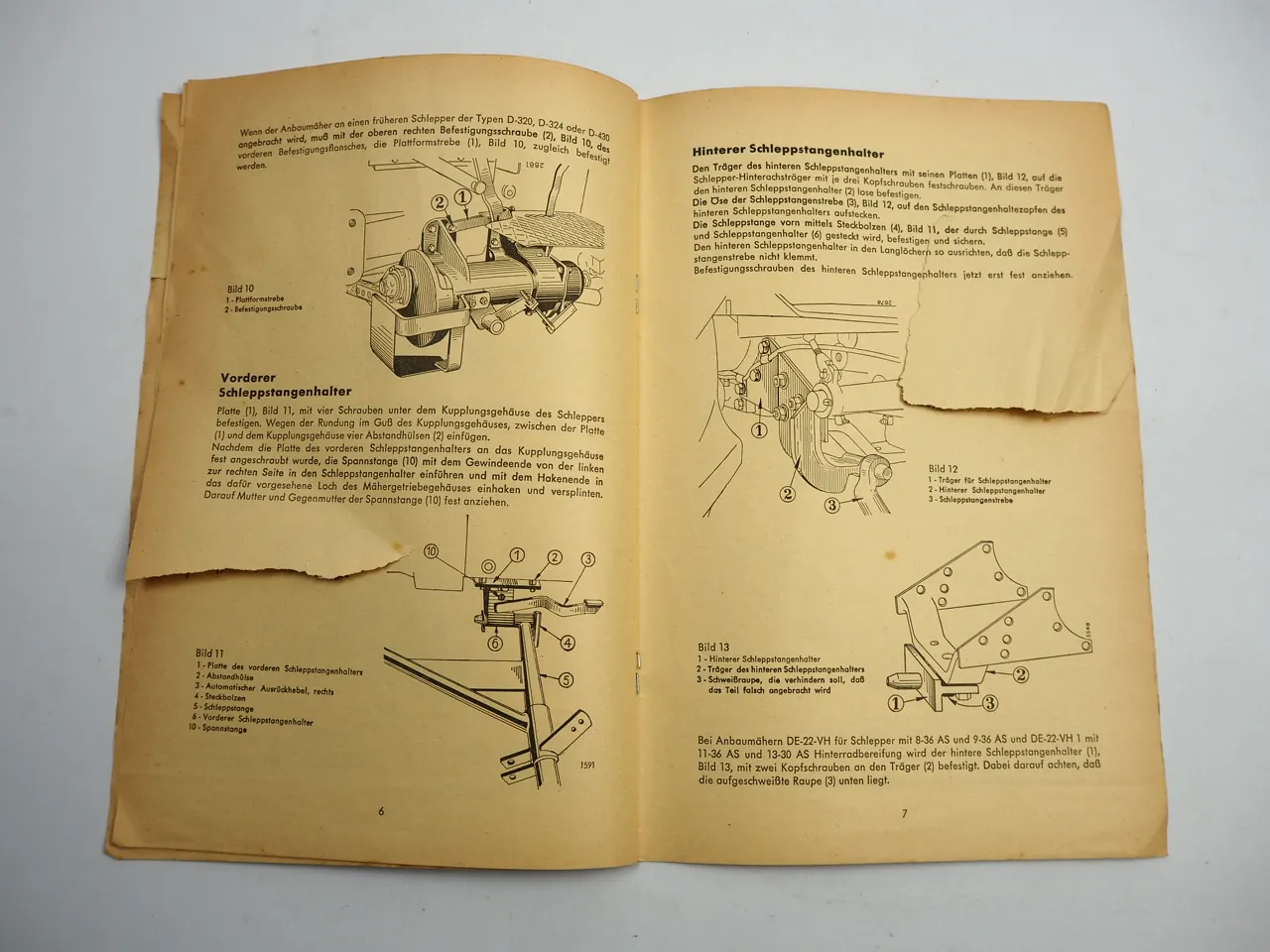 IHC Mc Cormick DE-22 V VH VH1 Schlepper Anbaumäher Bedienungsanleitung 1962
