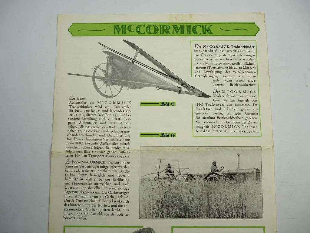 IHC Mc Cormick Traktorbinder Nr. 5 Prospekt ca. 1930
