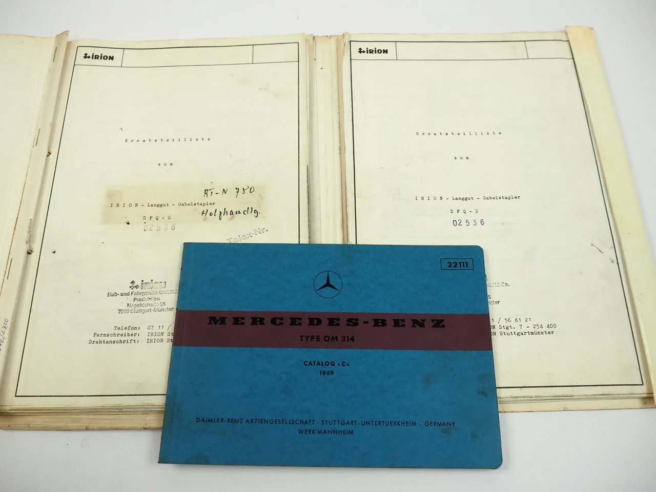 Irion DFQ-S Langgut Gabelstapler Ersatzteilliste ca. 1977