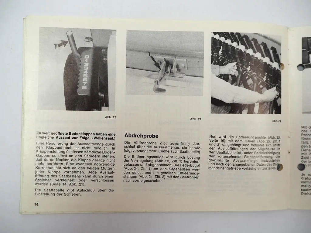 Isaria 6000 S Drillmaschine Betriebsanleitung Saattabellen 1979/82